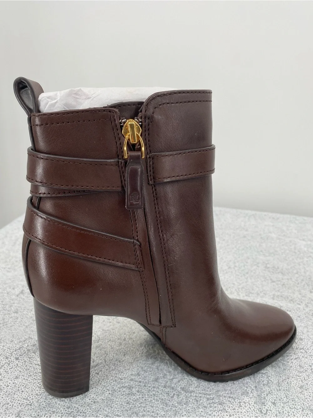 Lauren Ralph Lauren Madisyn Bootie Chestnut Brown Leather Size 6B